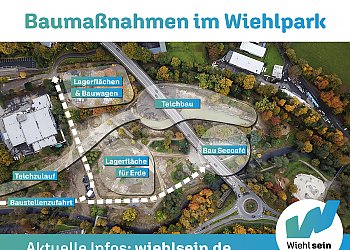 Die Übersicht zeigt die Bereiche der Baustelle Wiehlpark. Grafik: Stadt Wiehl Die Übersicht zeigt die Bereiche der Baustelle Wiehlpark. Grafik: Stadt Wiehl