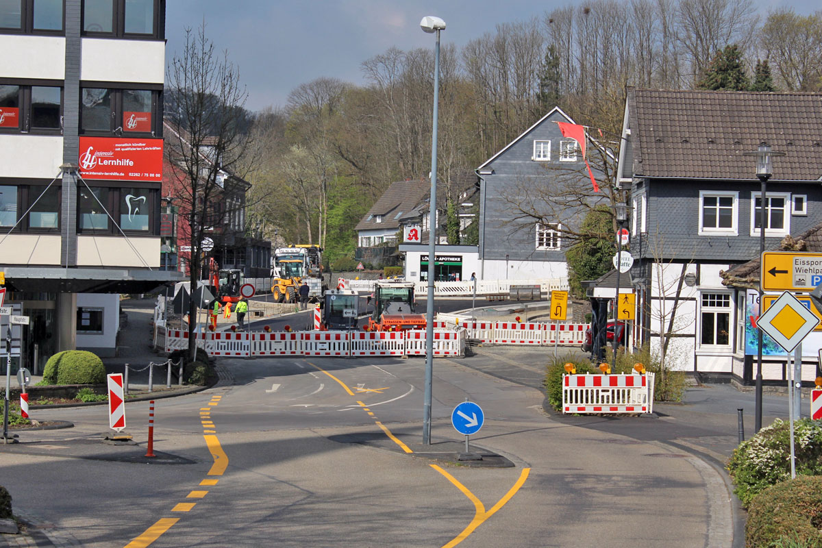 Der Baustellenbereich am Stadteingang West Anfang Mai 2021