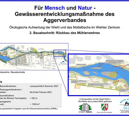 Die Grafik gibt Auskunft über den zweiten Bauabschnitt zur Umgestaltung der Wiehlaue. Grafik: Aggerverband