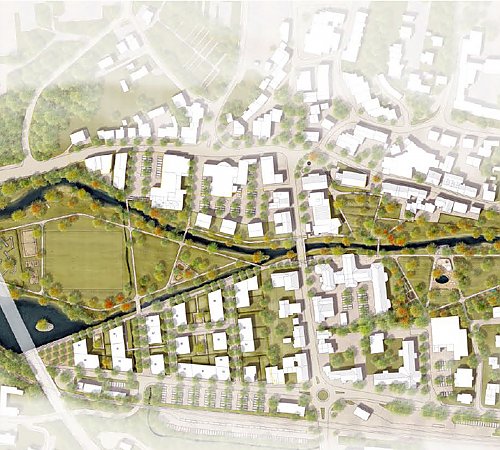 Der Plan zeigt den Bereich der Wiehlaue, der in drei Bauabschnitten umgestaltet wird – zwei Abschnitte sind abgeschlossen. Plan: FSWLA Landschaftsarchitektur